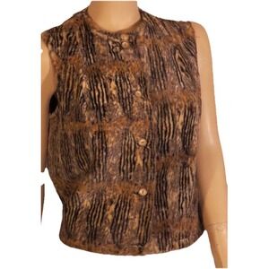 Vtg 60s Faux Fur Vest S M Boho Chic‎ Hippie Indie Festival Mod Cher Woodstock